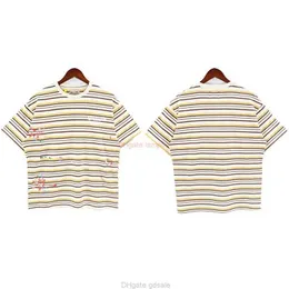 Tasarımcı Moda Giysileri Tees Tshirt Galeriler Amerikan Yaz Kayısı Stripes Kişiselleştirilmiş El Taşımalı Desen Gevşek Gündelik Erkek Kadınlar Kısa Kollu Tsh
