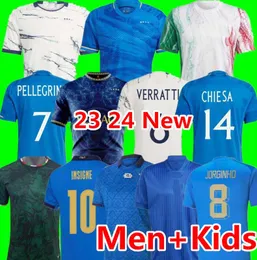 2023 2024 이탈리아 축구 유니폼 Maglie da Calcio Totti Verratti Chiesa Training Suit Italia 23 24 Football Shirts Training T Lorenzo 남자 세트 아이 키트 유니폼 경기 당.