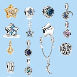 925 sterling silver charms for pandora jewelry beads Neastamor New Sparkling Moon Beads Bead
