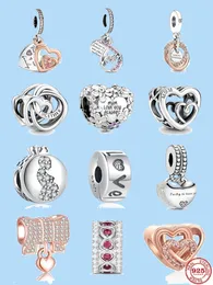 925 sterling silver charms for pandora jewelry beads women Bracelets beads Family Always Encircled Heart Charm Love