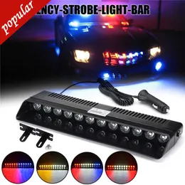 Ny 12LED CAR STROBE Flashing Lights Lamp Red/Blue/Amber/Yellow/White Police LED Flasher Emergency varningslampa för bil 12v 12W