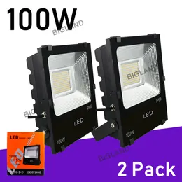 2er-Pack 100 W LED-Flutlicht-Außenstrahler, Gartenbereichsleuchte, 6000 K Tageslicht