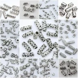 Beads Other 27 Styles Tibetan Silver Tube Metal Spacer DIY Charms For Jewelry Making 20/50/100Pcs