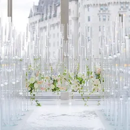 Titulares de vela 10pcs) Decoração de festa Rota da estrada Centro de cristal de casamento alto Centro -peças candelabra lustres acrílico mesa de suporte de flor