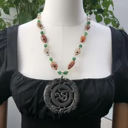Anhänger Halsketten Lii Ji Mutil Farbe Halskette 55 cm Grün Orange Achate Jade Frauen Lager Verkauf Schmuck
