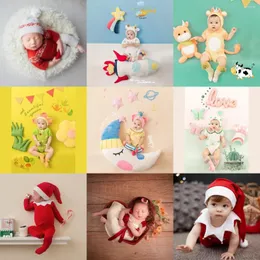 Kläderuppsättningar född pografi rekvisita krothet baby kläder pojke pojkar tillbehör spädbarn flicka kostym virkad handgjorda outfit cap