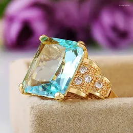 Обручальные кольца Zhouyang Кольцо для женщин роскошное светло -золотое цвето