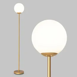 Glass Globe LED Floor Lamp w Acrylic Lampshade Bedroom Office