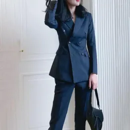 Dwuczęściowe spodnie damskie 2023 Sui kombinezonu wiosenne Business Dwuczęściowy Doble Bered Fashion Casual Blazer Office Lady Solid Color Elegancki