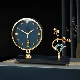 Table Clocks Desk & Luxury Clock Metal Gold Wall Christmas Decoration Watch Figurines Living Room Desktop Gift