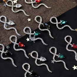 Nagelkonstdekorationer 50st/parti 3D Snake Charms överdimensionerad diamant rosguld/silverlegering dekoration strass tillbehör metall smycken bulk