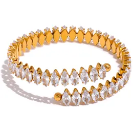 Pulseira de aço inoxidável de zircônia cúbica aberta pulseira ajustável Bangle à prova d'água Bling de jóias de charme elegante e elegante presente