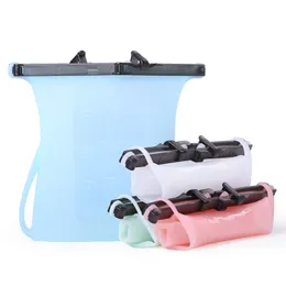 100pcs/lote refrigerador reutilizável bolsas frescas dobráveis ​​selando saco de armazenamento em casa alimento grau de silicone fruta carne