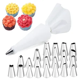 24 Pcs Set Pastry Bag and Stainless Steel Cake Nozzle Kitchen Accessories For Decorating Bakery Confectionery Equipment