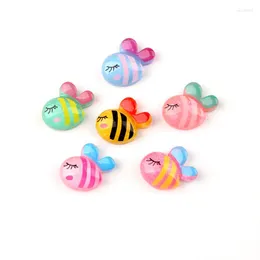 Charms 20st/parti 20 15mm flatback glitter harts cabochons kawaii bee form färgglada lera pärlor pendellat material hårklipp diy