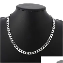 Chains Classic Mens Sier Chain Necklaces High Quality Jewelry Personality 1624 Inches 8Mm Necklace Fashion Christmas Gifts Drop Deli Dhity