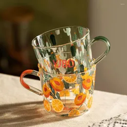 Mugs HF500ml Yellow Peach Cactus Glass Tea Milk Cups With Scale Coffee Mug Party Creative Drinkware Tumbler Water