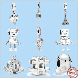 925 charm beads accessories fit pandora charms jewelry Wholesale Airplane Robot Little Girl Bird Cage Bead