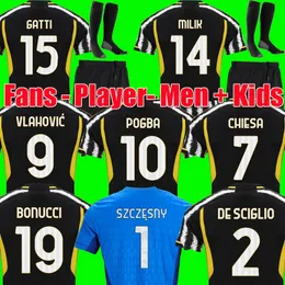 23 24 Vlahovic Chiesa Milik Soccer Jerseys 2023 2024 Juventus Pogba Men Kids Set Bonucci Football Shirts Kits di Maria Uniform Kostic Fagioli Danilo Maglia Da Calcio