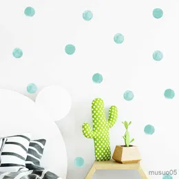 Kids' Toy Stickers Sheet Watercolor Blue Green Dots Wall Stickers Circles Hand Drawn Wall Decals for Kids Room Baby Nursery Home Decoration