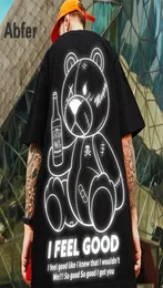 Cartoons de manga curta de verão camiseta de grandes dimensões camiseta homens wemen hip hop t camisetas ursas estamadas de casas roupas de rua de rua 2205125860294