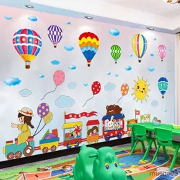 Kids' Toy Stickers Hot Air Balloons Clouds Wall Stickers DIY Animals Train Wall Decals for Kids Rooms Baby Bedroom Home Decoration