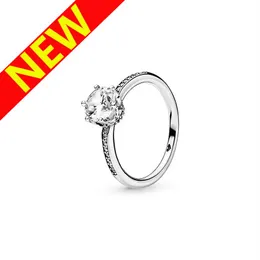 NOVITÀ Clear Sparkling Crown Solitaire Ring gioielli di design di lusso per anelli di nozze da donna in argento sterling 925 Pandora con Original211B