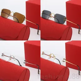 Óculos de sol clássicos sem moldura com óculos de sol dourado lentes lenas lentes Lunettes Moda dos óculos de sol femininos Gafas de sol PJ039 F23