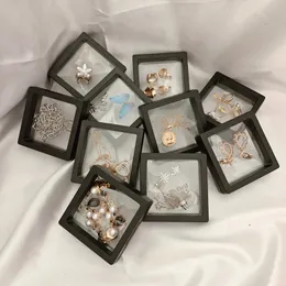 Jewelry Boxes 10pcslot Transparent Jewelry Display Box Case Ring Necklace Bracelet Organized 3D Floating Square Frame Storage Collection 230512