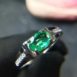 Clusterringen mannen ring smaragd man natral real 925 sterling zilveren edelsteen fijne sieraden 5 7mm