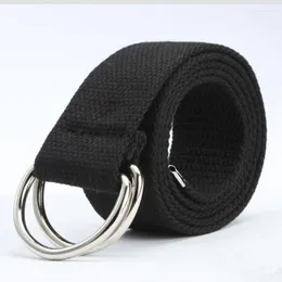 Belts Casual Versatile Double Buckle Canvas Unisex Trousers Belt Simple Solid Color Couple Student Women Clothing Accessories