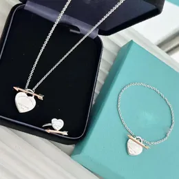 S925 Sterling Silver Love Heart Arrow Designer Netlaces String Choker Brand Bracelet Bucleace Necklets Gift for Girl Fine Jewelry