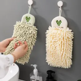 Chenille toalhas de mão macia em casa super absorvente pano de limpeza ecológica com loops suspensos acessórios de banheiro de cozinha no atacado