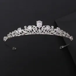 Mode brud tiara headpieces sliver strass hårkrona för bröllop smycken kvinnor födelsedag fest huvudbonader