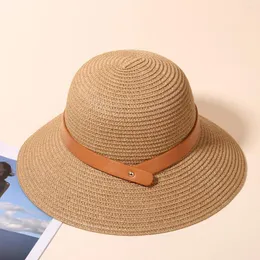 Berets IL KEPS Women's Straw Hat Girl Bucket Sunscreen Fisherman Outdoor French Style Beach CM02