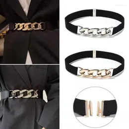 Bälten 1pcs mode Elegant Elastic Wide Women Belt Gold Ring Buckle Decorative Woman for Dress Coat Accessories