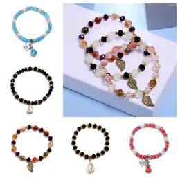 Strand Fashion Glass Crystal Rhinestone Beads Faux Pearl Women Bracelets Pendant Handemade Bangle Charm Lady Jewelry Gift