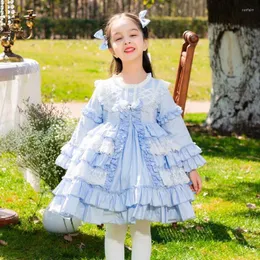 Abiti da ragazza Abbigliamento per bambini Spagnolo Vintage Lolita Princess Ball Gown Bow Lace Design Compleanno Battesimo Pasqua Eid Party per A2339