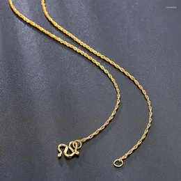 Chains Real Pure 999 24K Yellow Gold Chain Width 1.2mm Twisted Hinge Link Necklace Women Lucky Gift 40-45cm