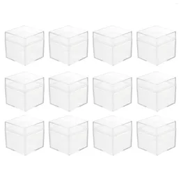 Presentförpackning 12 datorer fyrkantiga förvaringslåda godislådor bröllop favorit socker kub klar plastpåsar baby