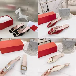 Designer Heels Women Dress Shoes Belle Metal Buckle Mules Womens Sandals slip-on distinct Skyscraper heel square toe Wedding Party size 34-40 with box