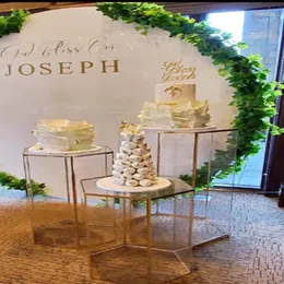 Decorazione per feste Incredibile Colore Matrimonio Oro Acrilico Stand Torta Dessert Tavolo Cilindro Piedistalli Yudao413