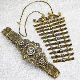 Waist Chain Belts Sunspicems Caucasian Womens Breast Plate Bride Jewelry Set National Wedding Dress Belt Necklace Turkiye Chest Bib Waist Chain 230512