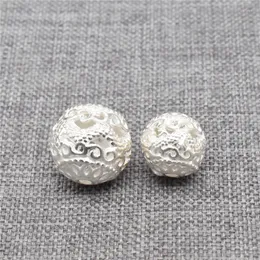 Löst ädelstenar 4 bitar av 925 Sterling Silver Dragon Round Ball Beads för armbandhalsband 8mm 10mm