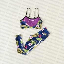 Flower Print Tracksuits Women Sexy Sport Vest Summer Breathable ...