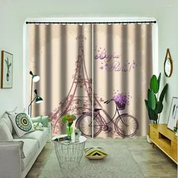 Cortina personalizada cortinas 3D varanda de janela espessada blecaute de pára -brisa -torre romântica