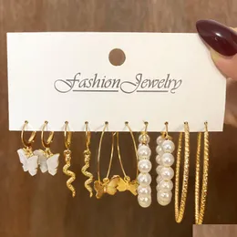 Baumeln Kronleuchter Böhmischen Gold Schlange Schmetterling Ohrringe Set Für Frauen Perle Acryl Tropfen Ohrring 2021 Trend Der Schmuck Lieferung Dhd2W