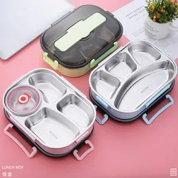 Bento Boxes 304 Stainless Steel Thermal Insulated Food Container Tray Students Lid Korean Tableware Partition Bento Lunch Box for Kids Adult 230515