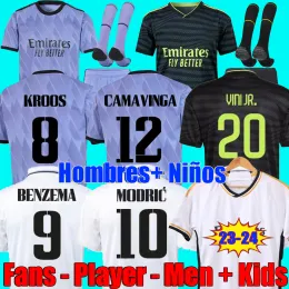 22 23 24 Бензема Финальные футбольные майки 22 23 23 Футбольная рубашка Camavinga Vini Jr Alaba Real Madrid Shazard Asensio Modric Marcelo Jerseys Camiseta Men Kids Kit
