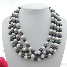 Chains Handmade 4 Strands 9-10mm Gray Colorful Freshwater Cultured Pearl Necklace 51 Cm Fashion Jewelry
